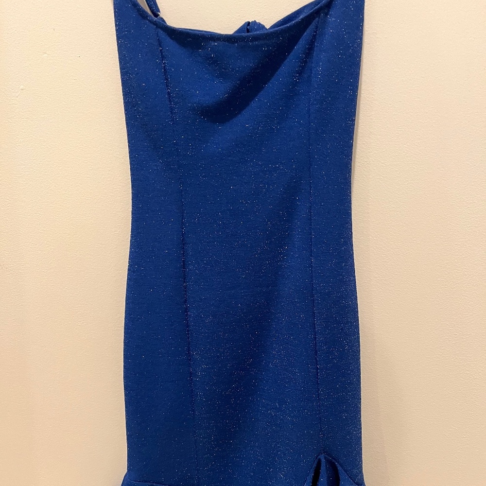 sparkly blue mini dress